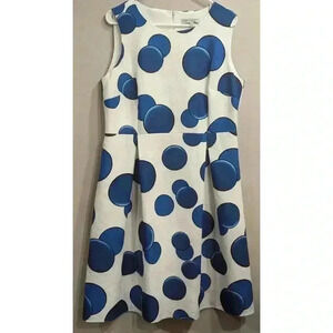 Women's sleeveless Kate Cooper a line large blue dotted dress